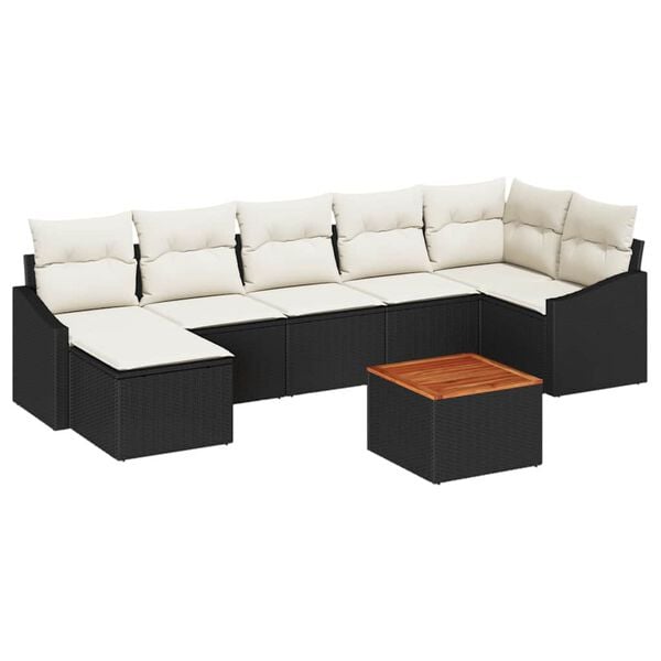 vidaXL Gartensofa-set mit Kissen 8 pcs Schwarz Poly-Rattan
