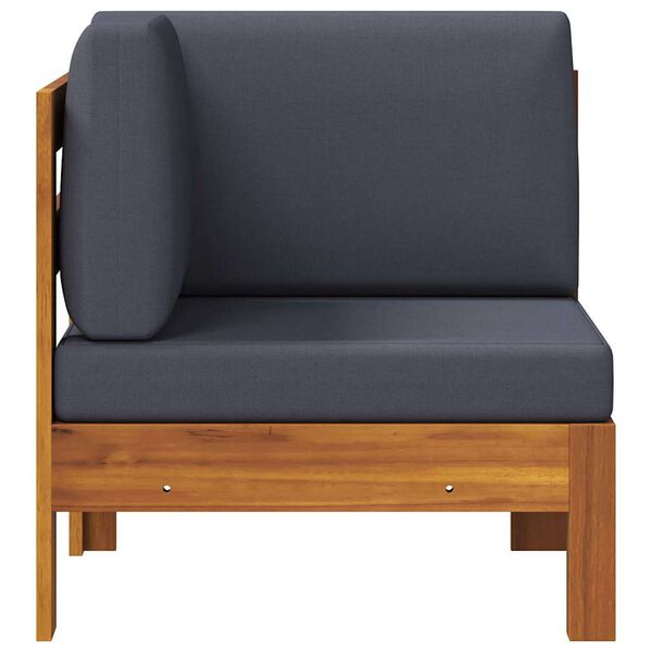 vidaXL Ecksofa mit Dunkelgrauen Kissen Massivholz Akazie