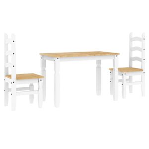 vidaXL 3-tlg. Essgruppe PANAMA Wei&szlig; Massivholz Kiefer