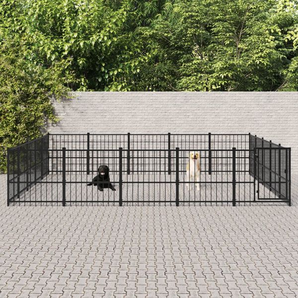 vidaXL Outdoor-Hundezwinger Stahl 23,52 m&sup2;