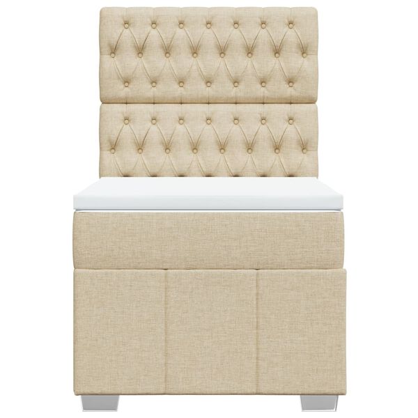 vidaXL Boxspringbett mit Matratze Creme 90x200 cm Stoff