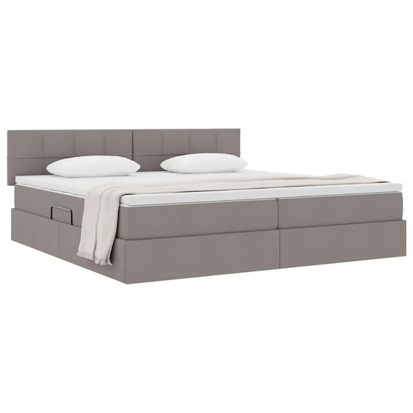 vidaXL Aufbewahrungsbett mit Matratze Taupe 200 x 200 cm Holzwerkstoff