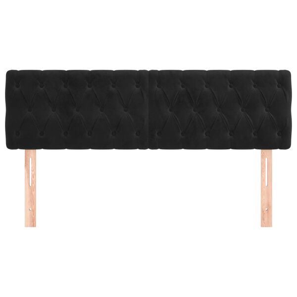 vidaXL Kopfteile Schwarz 144x7x78/88 cm Samt