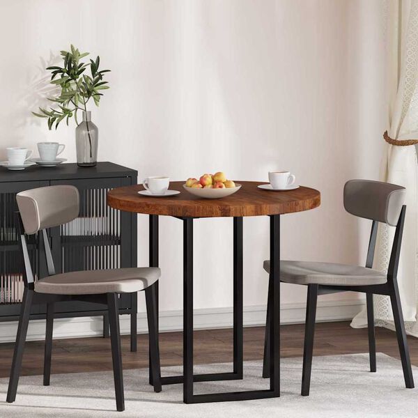 vidaXL Tischplatte Braun Ø 80 x 4 cm Massives Eichenholz