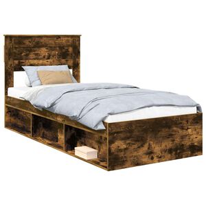 vidaXL Bettrahmen Ger&auml;ucherte Eiche 90 x 200 cm Massives Kiefernholz