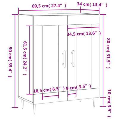 vidaXL Sideboard Weiß 69,5x34x90 cm Holzwerkstoff