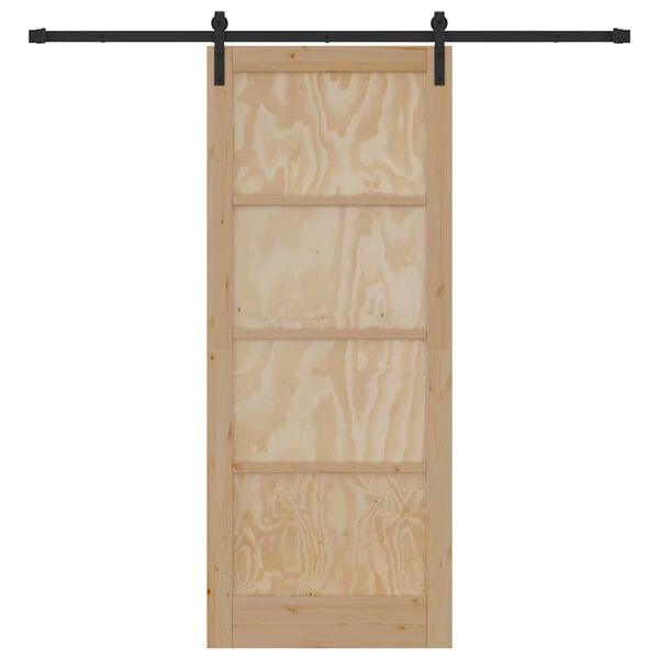 vidaXL Schiebet&uuml;r Braun 86 x 211 cm Massives Kiefernholz