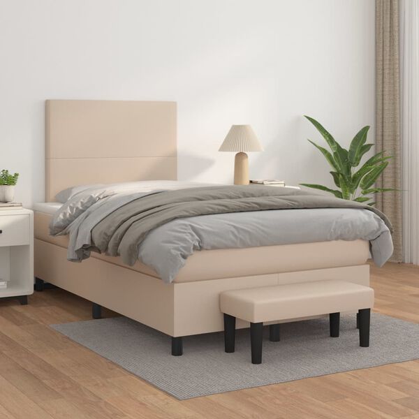 vidaXL Boxspringbett Matratze Cappuccino-Braun 120x190 cm Kunstleder