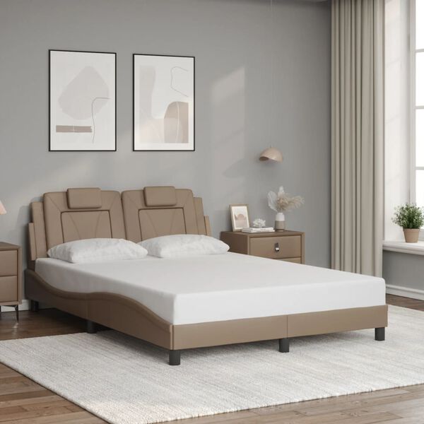 vidaXL Bettgestell "Viana" mit LED ohne Matratze Cappuccino-Braun 140x200 cm