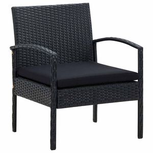 vidaXL Gartenstuhl mit Kissen Poly Rattan Schwarz