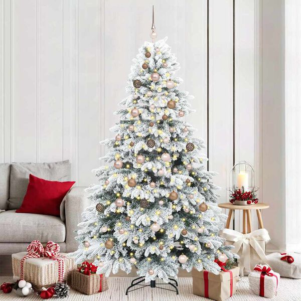 vidaXL K&uuml;nstlicher Weihnachtsbaum mit 300 LEDs Wei&szlig; 210 cm PE und PVC