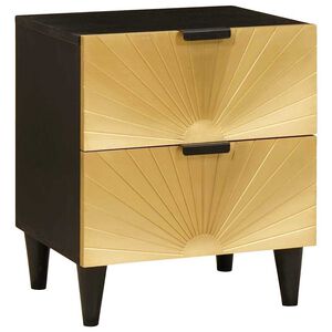vidaXL Nachttisch Schwarz und Gold 40 x 33,5 x 46 cm Massivholz Akazie