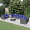 vidaXL 9-tlg. Garten-Lounge-Set mit Kissen Poly Rattan Grau