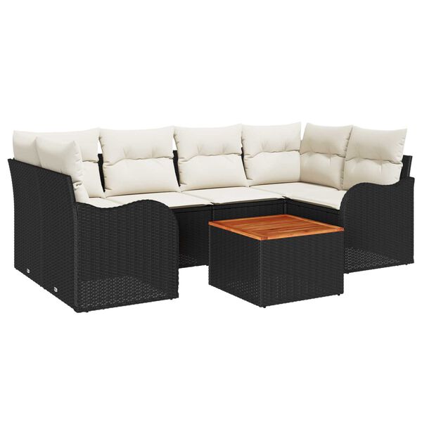 vidaXL Garten-Sofa-Set 7 pcs Schwarz und Wei&szlig;