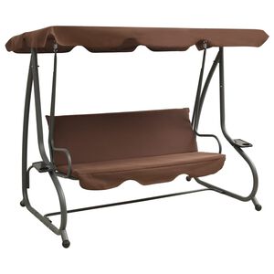 vidaXL Hollywoodschaukel mit Sonnendach Kaffeebraun