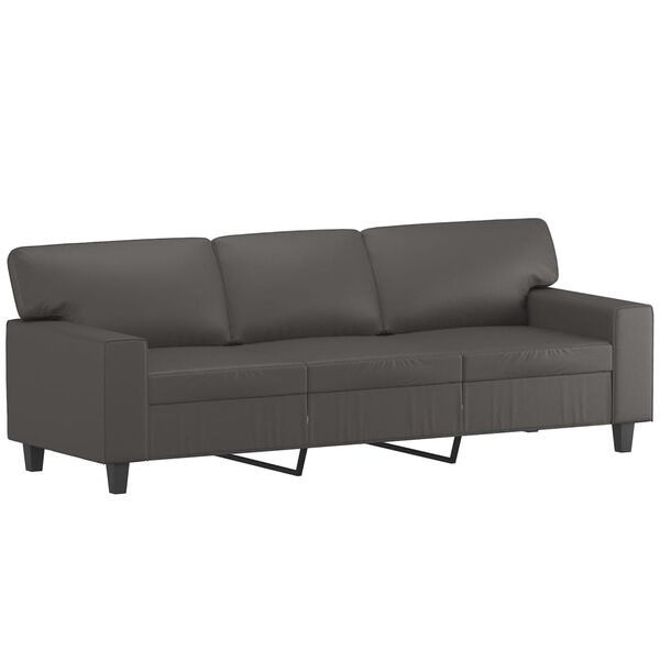 vidaXL 3-Sitzer-Sofa mit Hocker Grau 180 cm Kunstleder