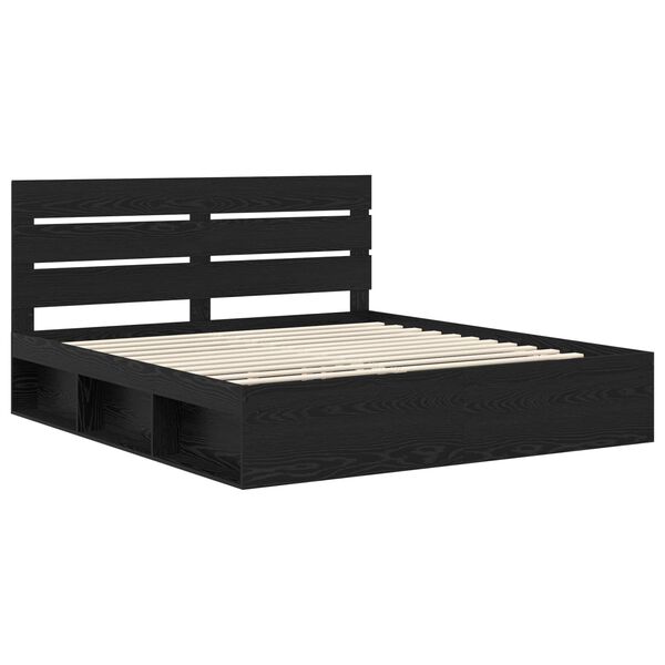 vidaXL Bettrahmen Schwarz 200 x 200 cm Massives Kiefernholz