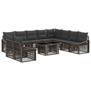vidaXL Gartensofa-set 11 stk. Grau und Dunkelgrau Poly-Rattan