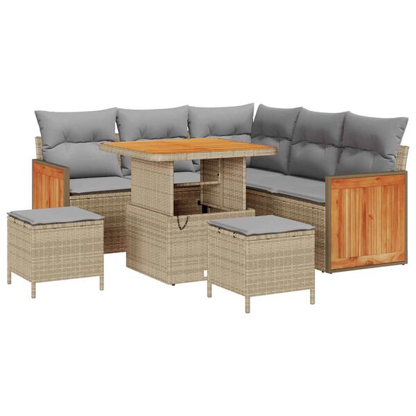 vidaXL Garten-Sofa-Set mit Kissen 8 pcs Beige und Hellgrau