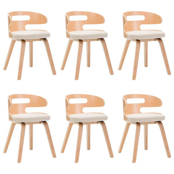 vidaXL Esszimmerst&uuml;hle 6 Stk. Creme Bugholz und Kunstleder