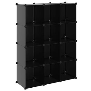 vidaXL Regalsystem mit 12 W&uuml;rfeln Schwarz PP