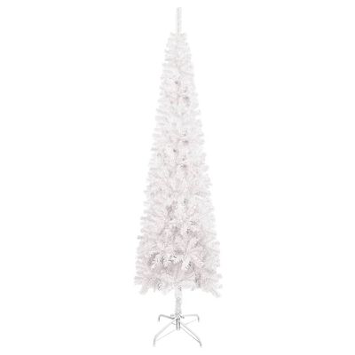 vidaXL Weihnachtsbaum Schlank mit LEDs & Kugeln Weiß 150 cm