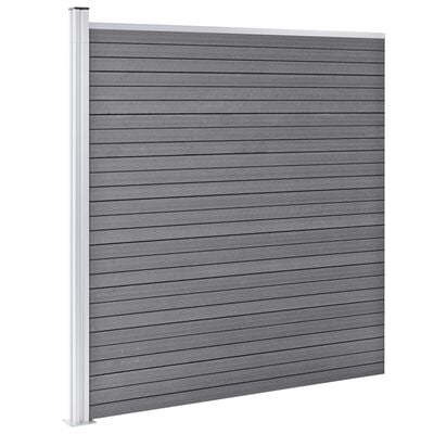 vidaXL WPC Zaun-Set 6 Quadrate + 1 Schräge 1138x186 cm Grau