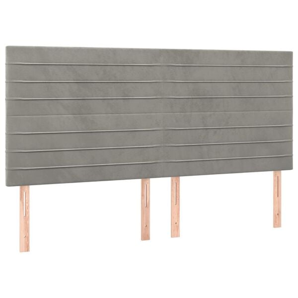 vidaXL Kopfteil Hellgrau 200 x 5 x 118/128 cm Samt