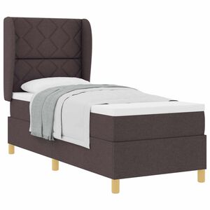 vidaXL Boxspringbett mit Matratze Dunkelgrau 90x190 cm Dunkelbraun