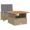 vidaXL 2-tlg. Garten-Essgruppe mit Kissen Beige Poly Rattan