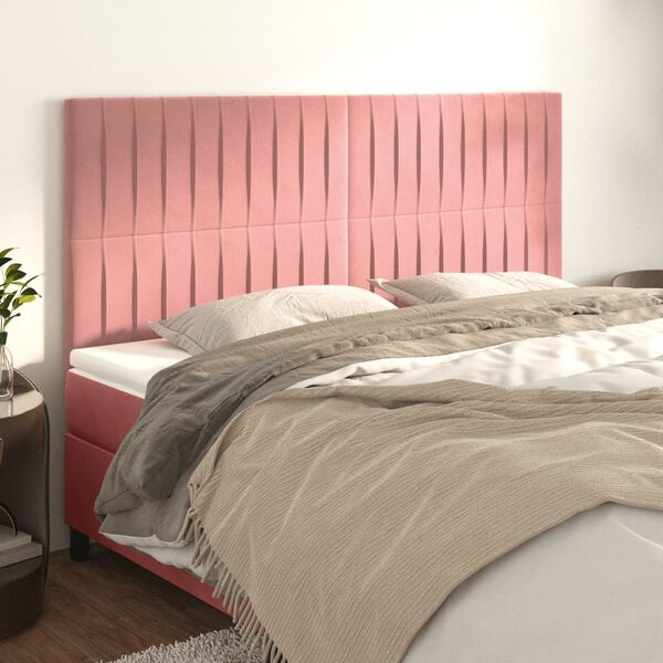 vidaXL Kopfteil Rosa 160 x 5 x 118/128 cm Samt