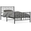 vidaXL Bettgestell mit Kopf- und Fu&szlig;teil Metall Schwarz 100x190 cm