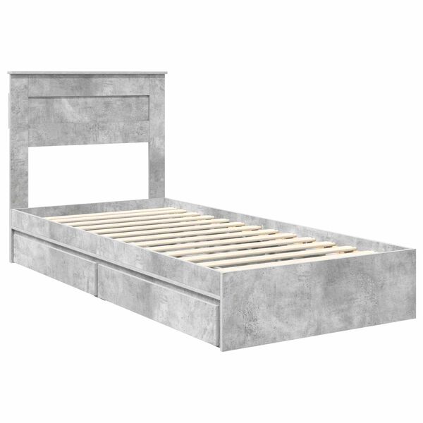 vidaXL Aufbewahrungsbett Beton Grau 90 x 190 cm Holzwerkstoff