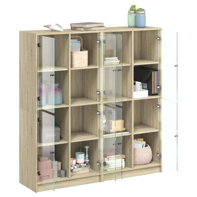 vidaXL Bücherschrank mit Türen Sonoma-Eiche 136x37x142cm Holzwerkstoff