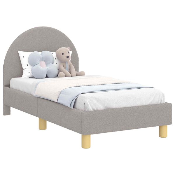 vidaXL Kinderbettgestell mit Kopfteil Hellgrau 70 x 140 cm Schafstoff