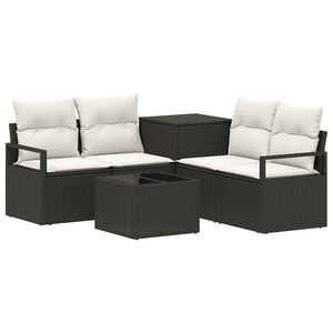 vidaXL Sofa Set 6 stk. Schwarz und Cremewei&szlig; Polyrattan und Stahl