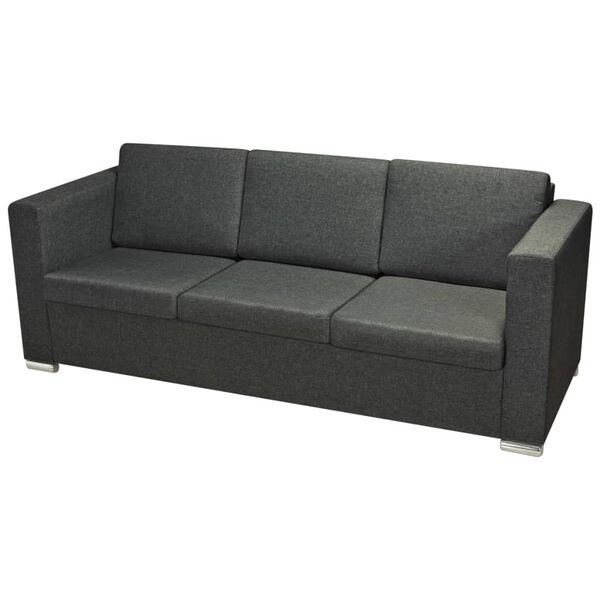 vidaXL 3-Sitzer Sofa Stoff Dunkelgrau