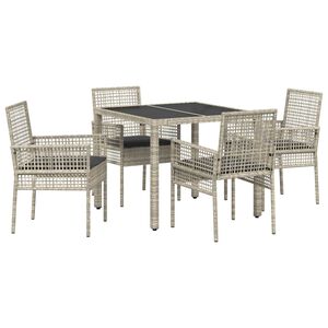 vidaXL Garten Essgruppe 5 stk. Hellgrau Poly-Rattan