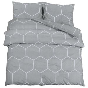 vidaXL Bettw&auml;sche-Set Grau und Wei&szlig; 240x220 cm Baumwolle