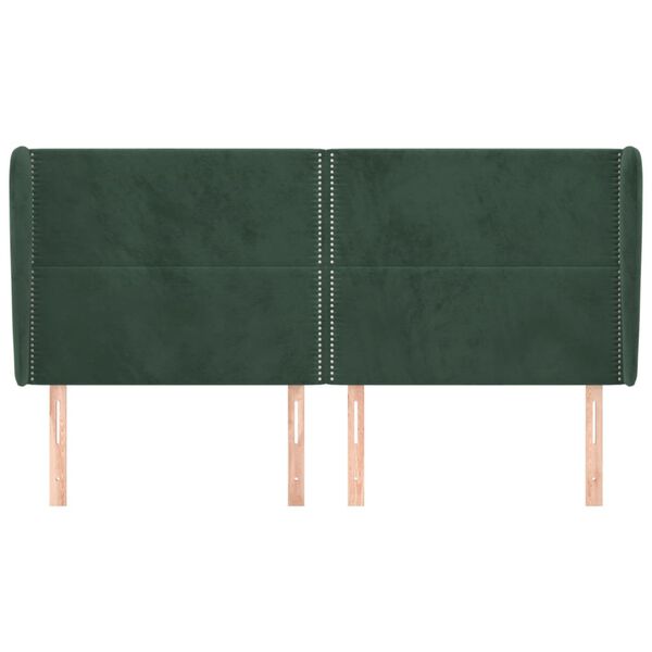 vidaXL Kopfteil mit Ohren Dunkelgr&uuml;n 163x23x118/128 cm Samt