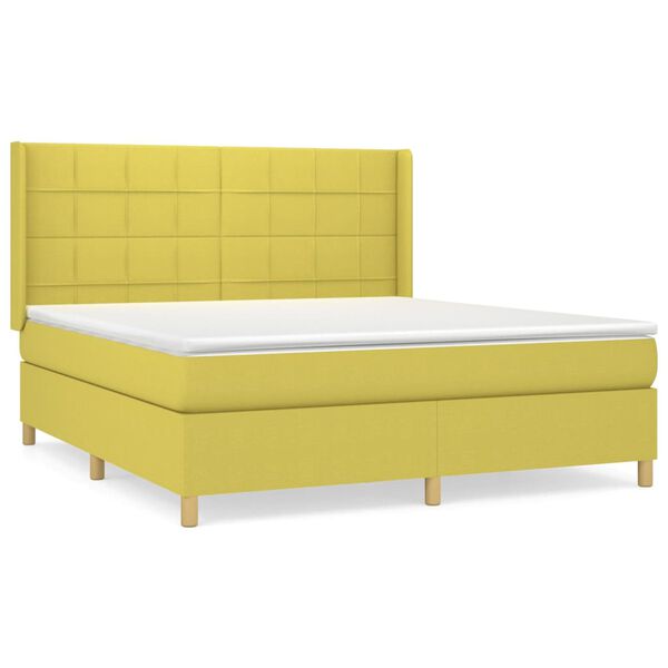 vidaXL Boxspringbett mit Matratze Gr&uuml;n 180x200 cm Stoff