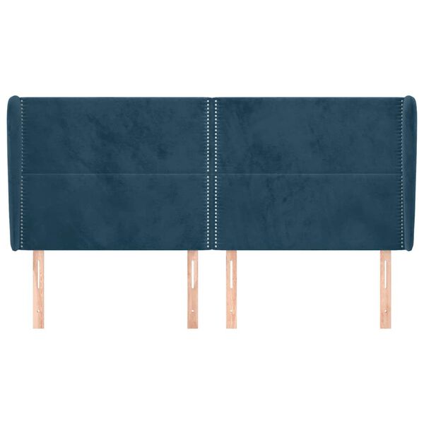 vidaXL Kopfteil mit Ohren Dunkelblau 163x23x118/128 cm Samt