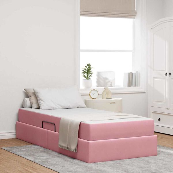 vidaXL Aufbewahrungsbett mit Matratze Rosa 90 x 200 cm Samt