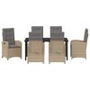 vidaXL Garten Essgruppe mit Kissen 7 pcs Beige Poly-Rattan