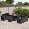 vidaXL Garten-Sofa-Set mit Kissen mit Speicher 9 pcs Schwarz