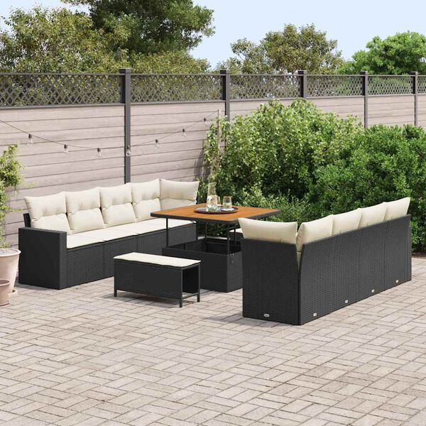 vidaXL Garten-Sofa-Set 11 pcs Schwarz Poly-Rattan