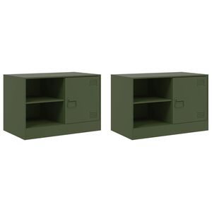 vidaXL TV-Schr&auml;nke 2 Stk. Olivgr&uuml;n 67x39x44 cm Stahl