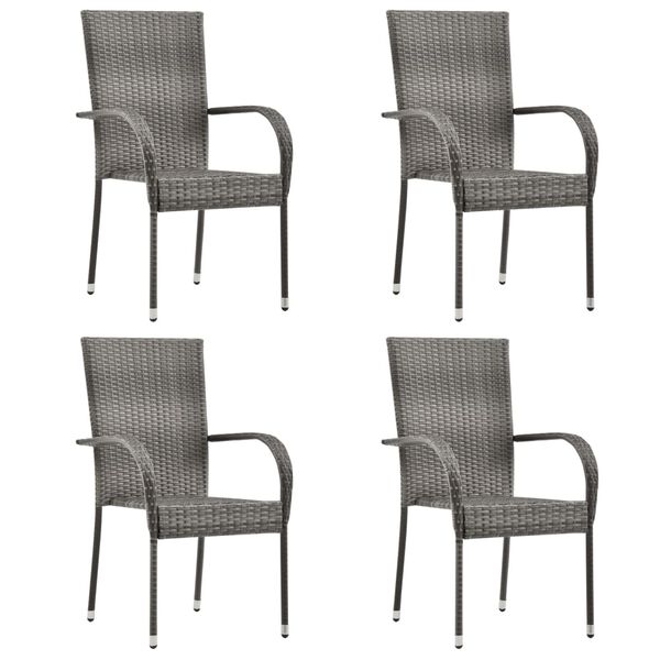vidaXL 5-tlg. Garten-Essgruppe Poly Rattan Grau