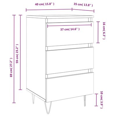 vidaXL Nachttische 2 Stk. Grau Sonoma 40x35x69 cm Holzwerkstoff