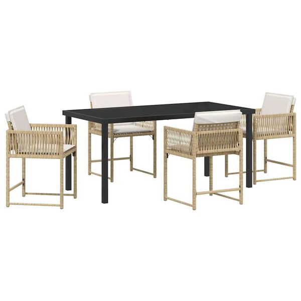 vidaXL Garten Essgruppe 5 pcs Beige Poly-Rattan